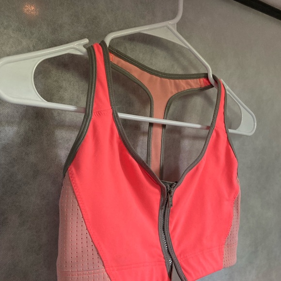 VICTORIAS SECRET VSX Zip Front Racerback Sports Bra Peach Orange Small Petite - Picture 10 of 15
